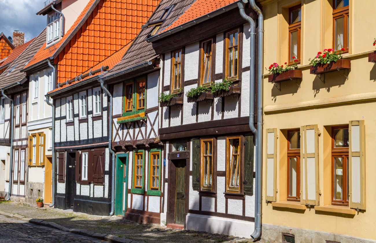 Традиционные деревянные дома в геттингене, германия, нижняя саксония